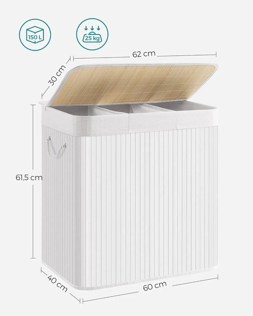 Jurhan Kosz na bieliznę DORA, 150 l, biała
