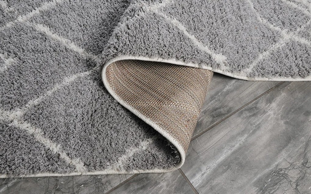 Dywan shaggy Nano Light Mikrofibra Romby szary 120 cm x 160 cm