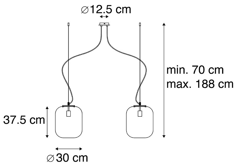 Designerska lampa wisząca czarna ze złotym szkłem 2-światłowa - Bliss