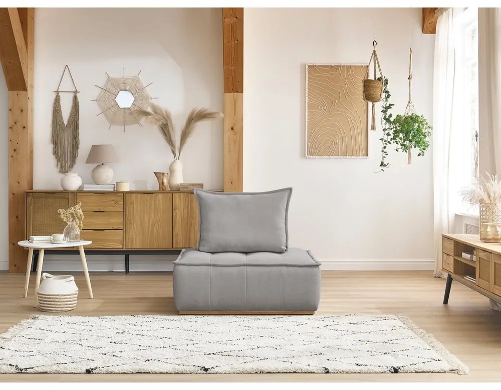 Jasnoszary fotel z tkaniny szenilowej Elisa – Bobochic Paris