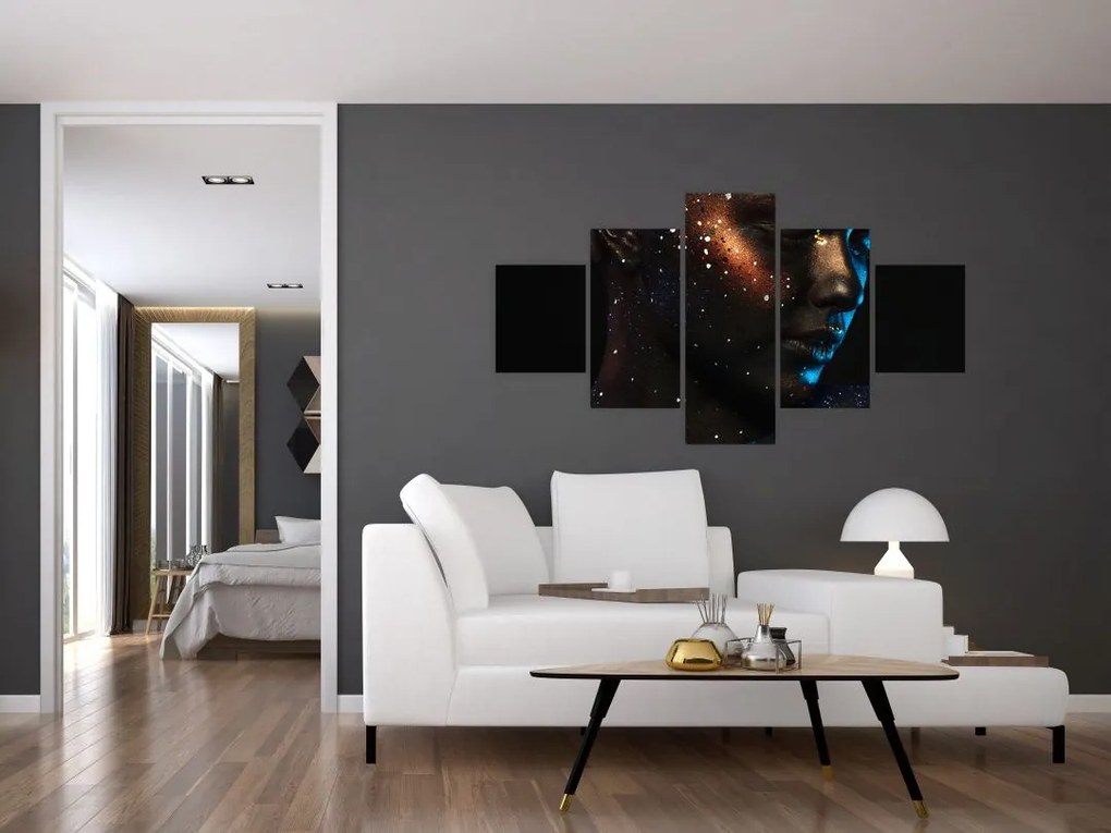 Błyszczący obraz kobiety (125x70 cm)