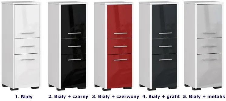 Nowoczesny półsłupek łazienkowy biały + czerwony połysk B1-F18