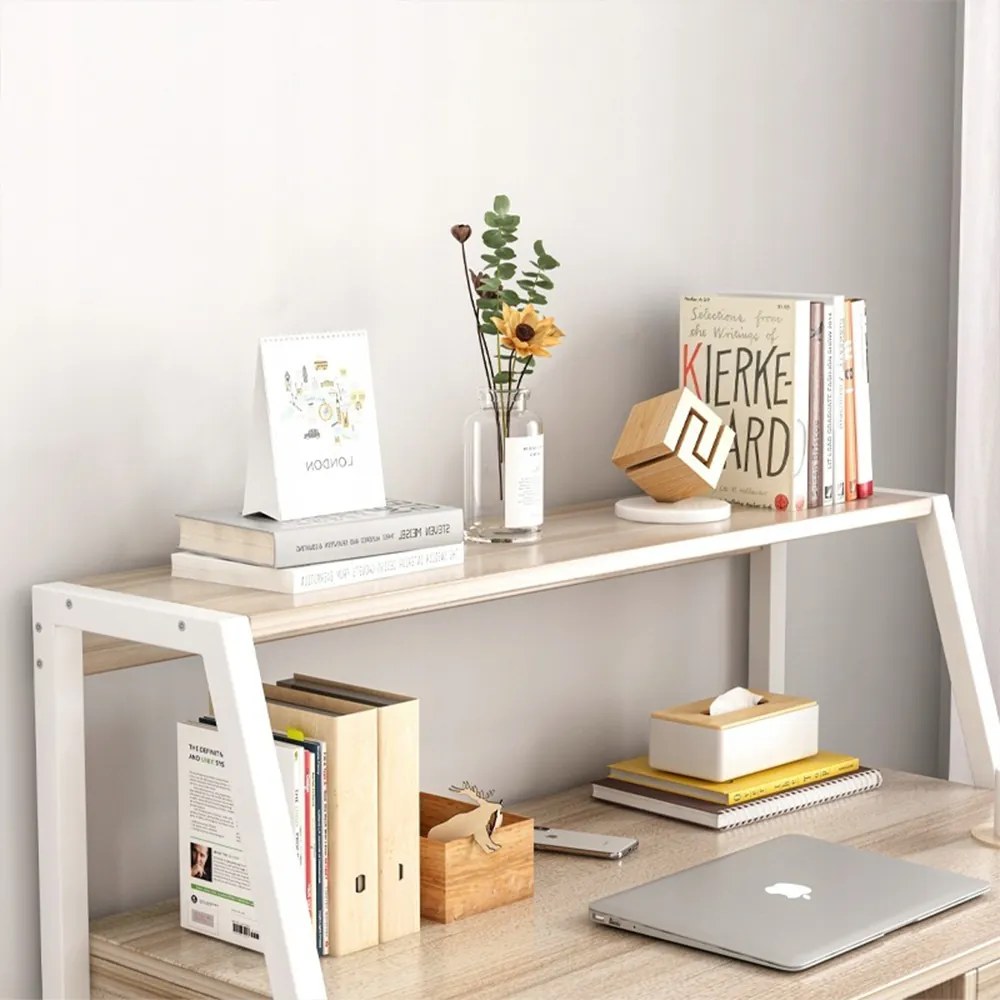 Biurko komputerowe w stylu industrialnym – jasny dąb, 81x100x50 cm