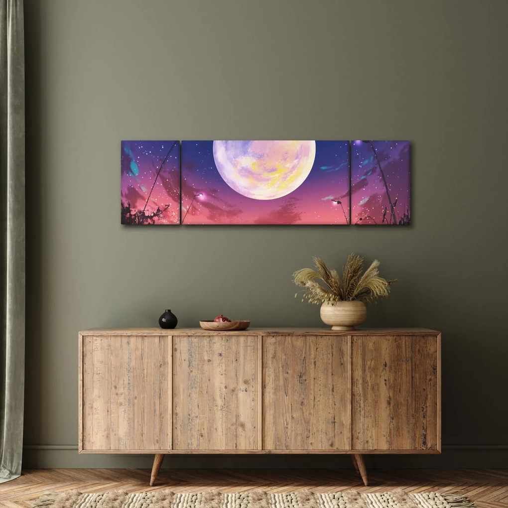 Obraz - Kobieta i pies w pełni księżyca (170x50 cm)