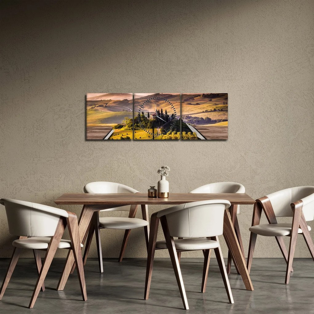 Obraz krajobrazu w książce (z zegarem) (90x30 cm)