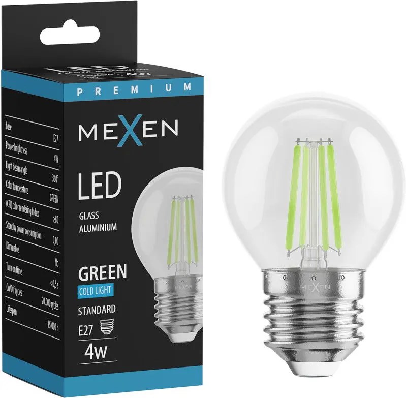 Mexen Vintis żarówka filament LED E27, G45, 4W, 55 lm, green - L156-E27-04XX-46