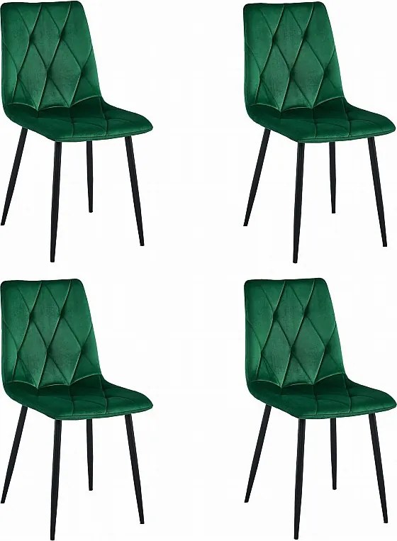 Krzesło Valora TYRA ciemnozielony aksamit / czarne nogi x 4