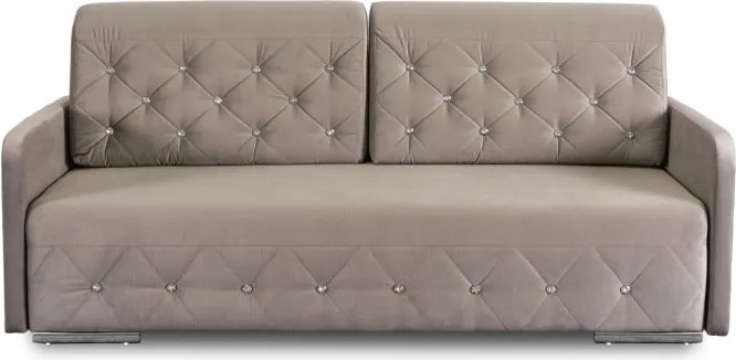 Sofa Rozkładana z Funkcją Spania VIVO Dwuosobowa Beżowa Glamour do Salonu