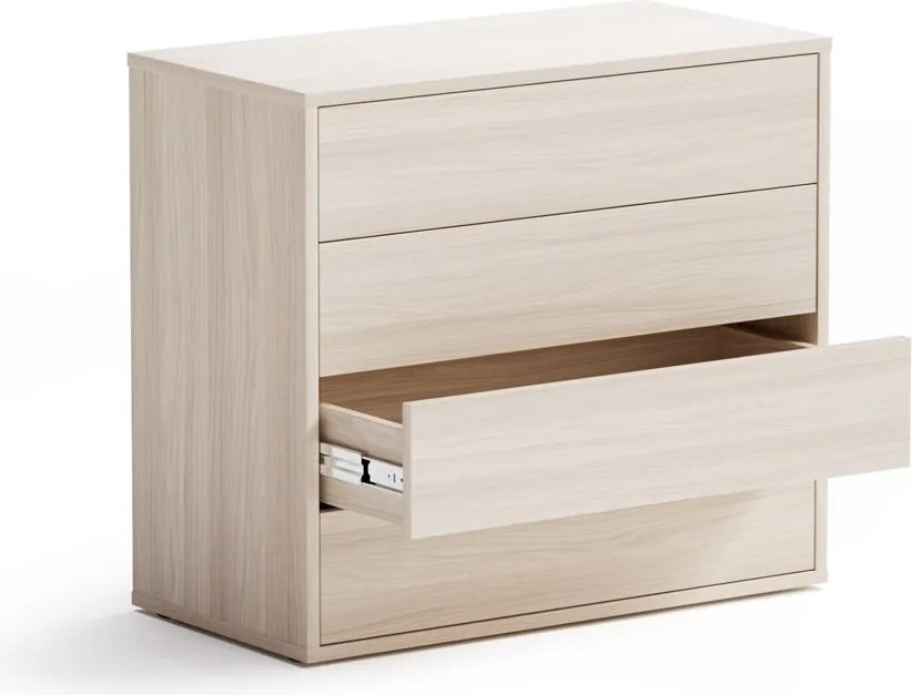 Biurowa komoda z szufladami BLOCK, 800 × 400 × 710 mm, 4 szuflady, dąb naturalny