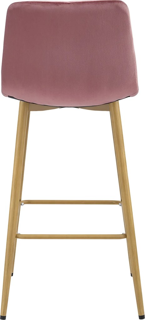 Ciemnoróżowy hoker NADO VELVET z nogami w dekorze dąb