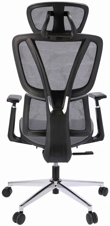 Szare ergonomiczne krzesło biurowe z zagłówkiem -  Floris 3X