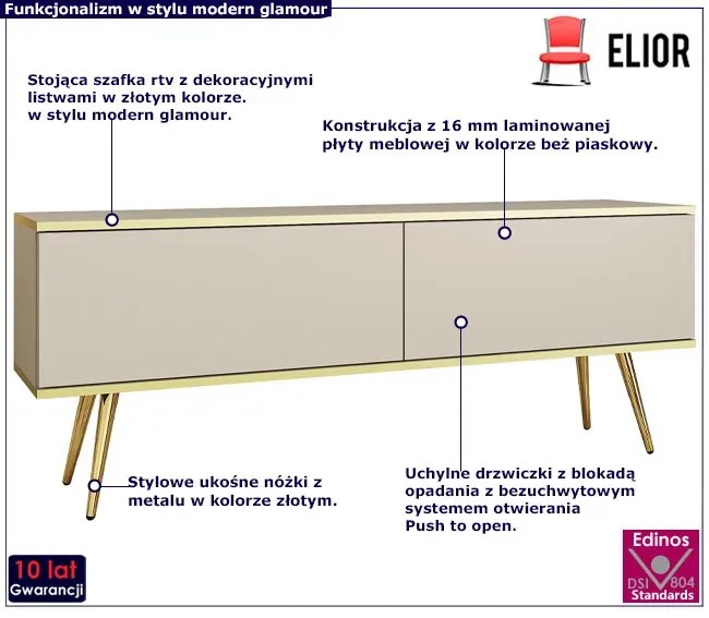 Szafka pod TV beż piaskowy + złoty - Ormond 7X