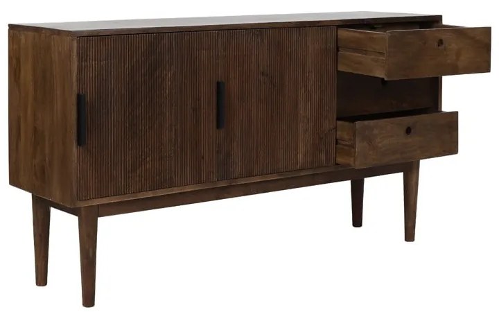 Ciemnobrązowa niska komoda z litego drewna 150x80 cm Bitika – Light & Living