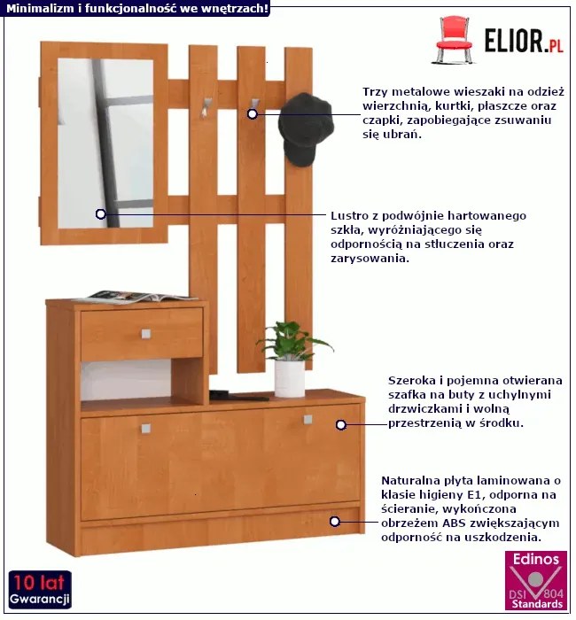 Zestaw mebli do przedpokoju w kolorze olchy F5-L21