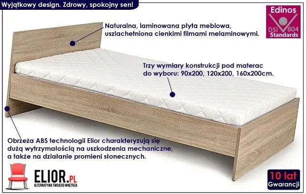 Pojedyncze łóżko dąb sonoma 90x200 Celesto