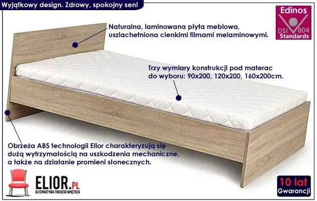 Pojedyncze łóżko dąb sonoma 90x200 W1-A51