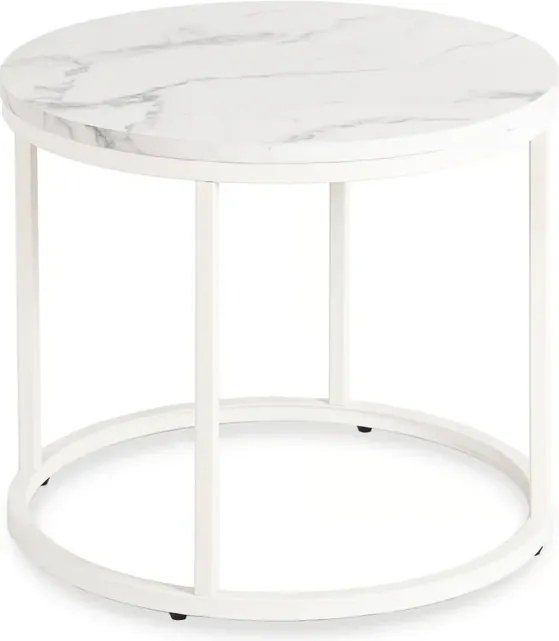 Stolik Kawowy AGNES 53 cm Biały Marmur Glamour