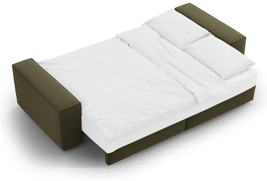 Zielona aksamitna rozkładana/ze schowkiem sofa 247 cm Jodie – Micadoni