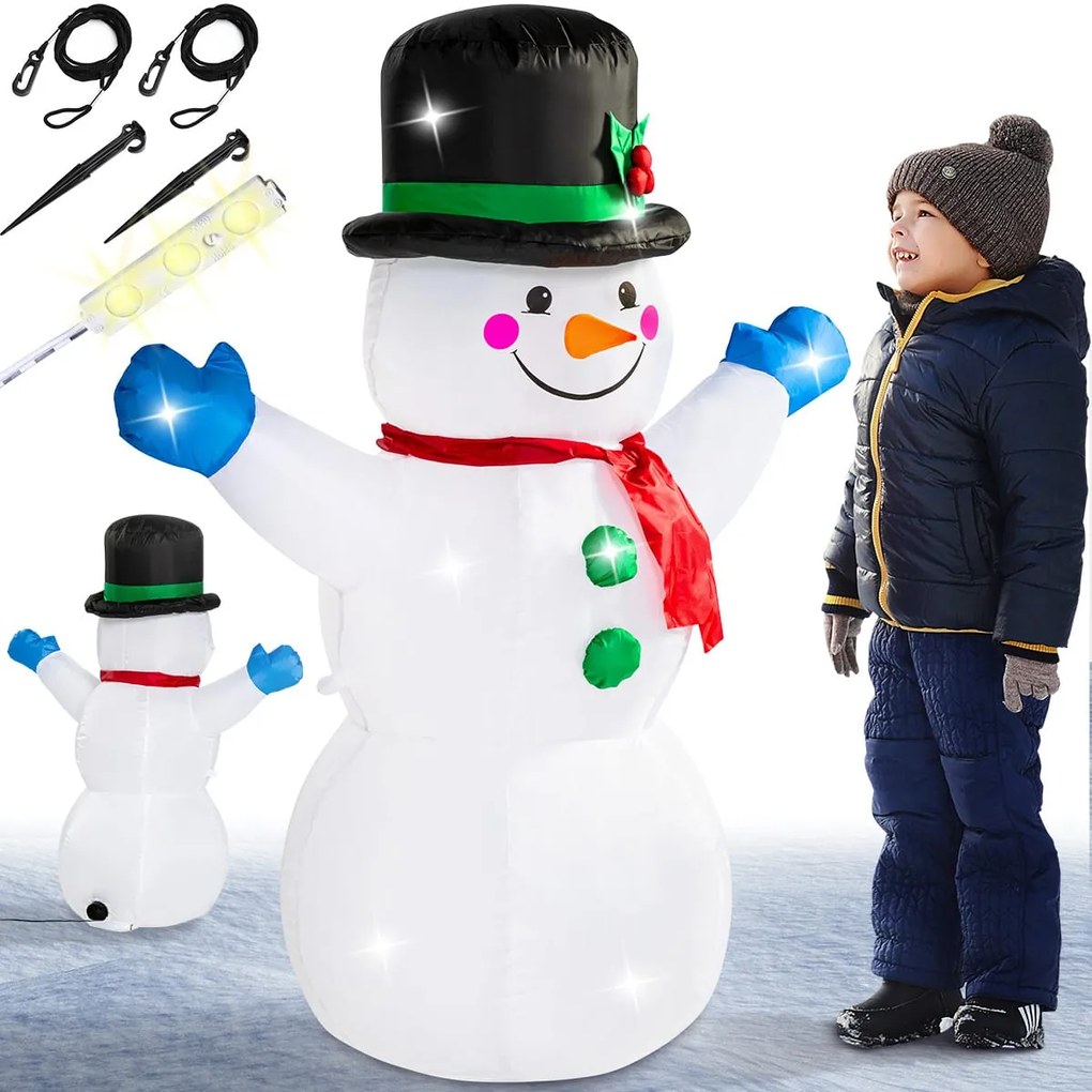 Monzana Nadmuchiwany bałwan z oświetleniem, 120cm, biała