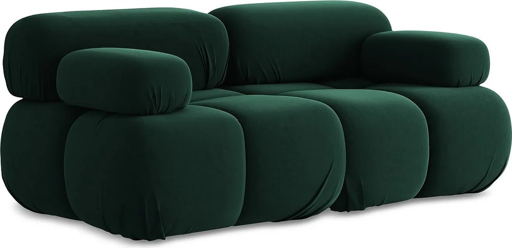 Modułowa sofa 2-osobowa - z tkaniny welwetowej - butelkowa zieleń - LOKUA