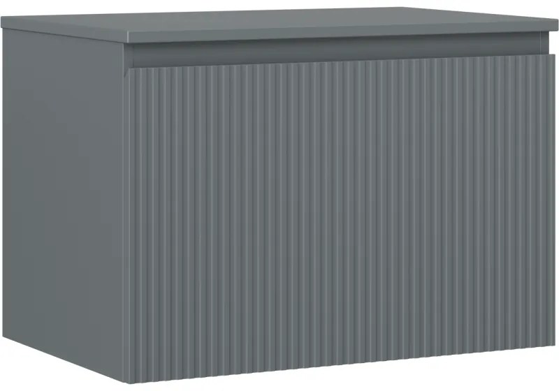 Mexen Rivel szafka łazienkowa podumywalkowa 70 cm z blatem, 1 szuflada, ryflowana , grafit mat - 91A20-07047-1-BFC66