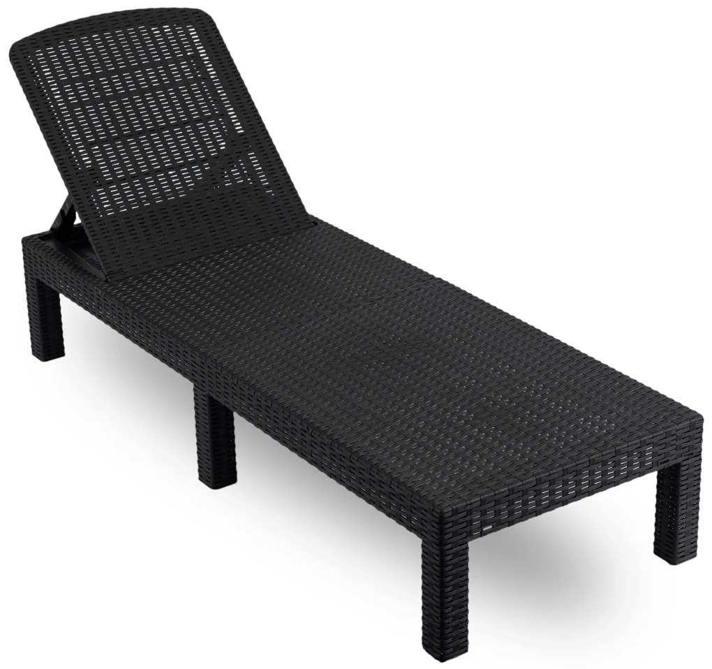 Fotel Ogrodowy Leżak LUIZJANA Technorattan Czarny/Szary