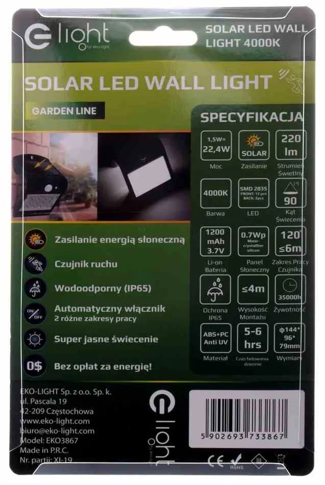 Lampka Solarna Butterfly Czarna 1,5W