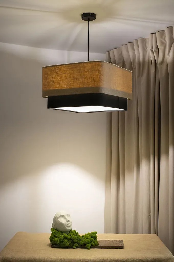 Lampa wisząca KWADRO DUO 005 51x47cm jutowa/czarna BPS KONCEPT