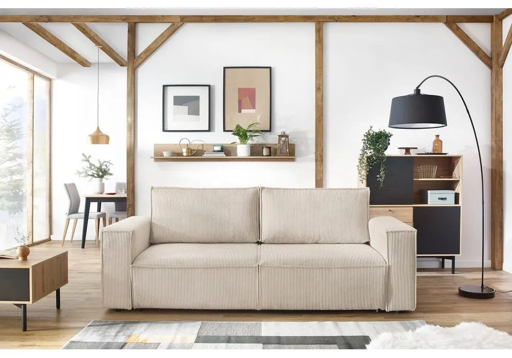 Beżowa sztruksowa rozkładana sofa 245 cm Nihad – Bobochic Paris