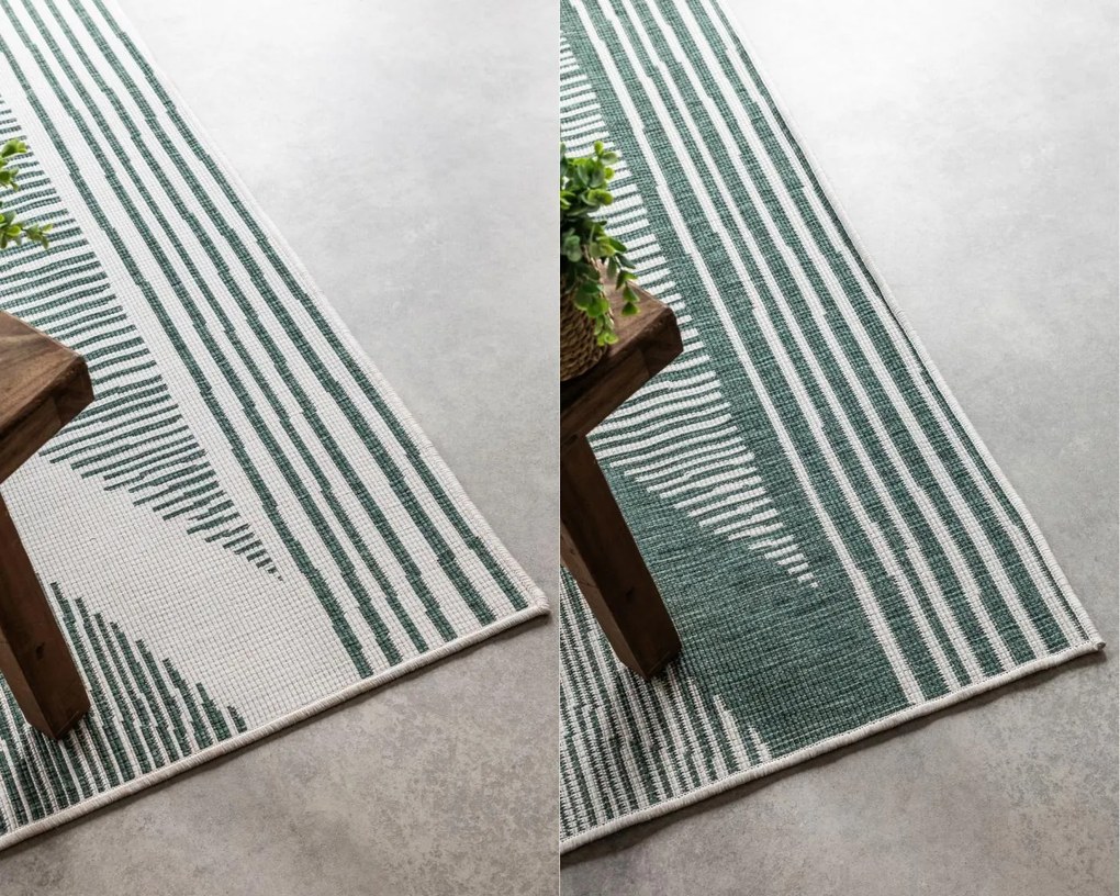 Dywan dwustronny zewnętrzny Gemini romby zielono-kremowy 80 cm x 150 cm
