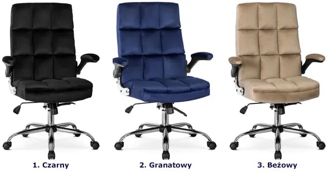 Granatowy Fotel Nowoczesny Do Biurka Z Ruchomymi Podłokietnikami D7-G06