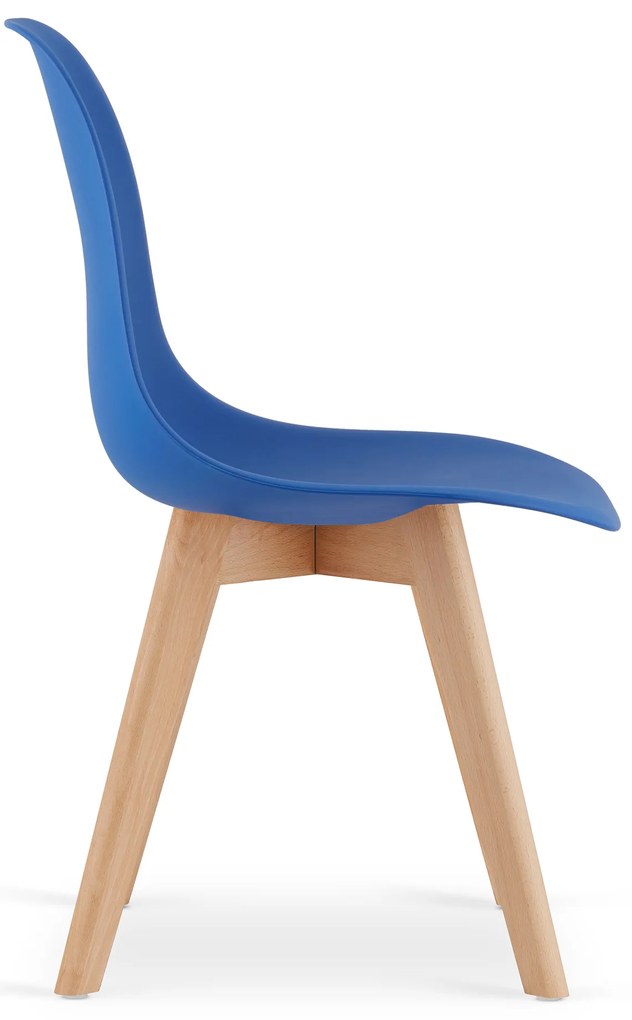 Niebieskie krzesło KITO z bukowymi nogami