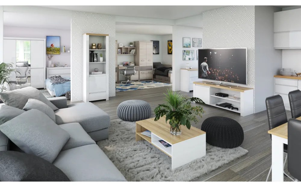 Stolik konferencyjny VILGO 90, błyszczący biały