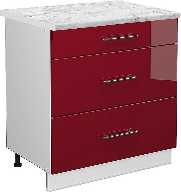 Szafka dolna do kuchni bordowa czerwień wysoki połysk 80x60x82 fame-line