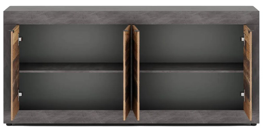Komoda Czterodrzwiowa BLAGO 180 cm Ciemny Dąb/Czarny Loft