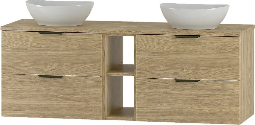 Zestaw do Łazienki 140cm Szafka Regał Blat Umywalka Dąb Olejowany Pile