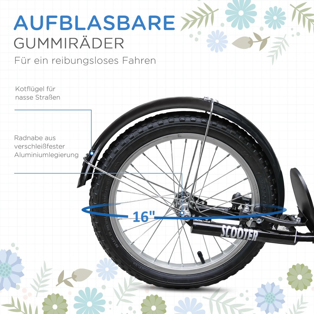 HOMCOM Hulajnoga dziecięca od 5 do 12 lat regulacja wysokości niebieski czarny