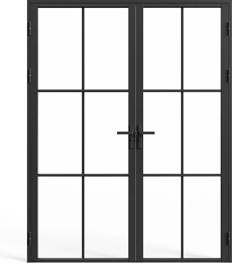 Drzwi kompletne 2-skrzydłowe z aluminium i szkła hartowanego - wys. 204 x szer. 146 cm - SEROTO