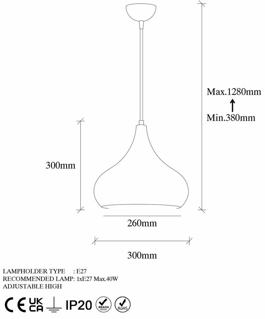Lampa wisząca Muba - 11550, miedziana