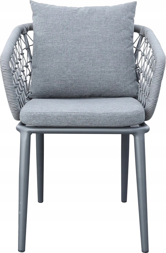 Krzesło ogrodowe aluminiowe antracyt taras sznurowane lekka rama 58x66x79cm