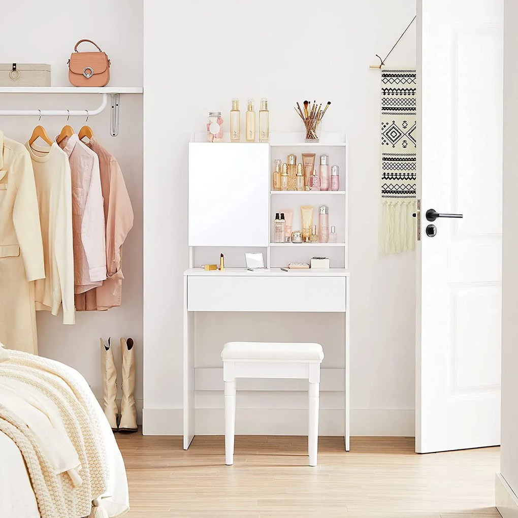 Biała nowoczesna toaletka z lustrem T6-L20