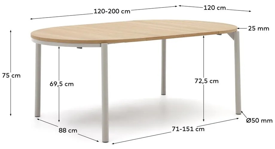 Okrągły rozkładany stół w dekorze dębu ø 120 cm Montuiri – Kave Home