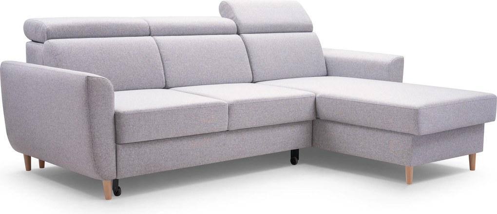 Masseno Narożnik SAPORE z funkcją spania i pojemnikiem na pościel Narozniki L, Rozkładana sofa - Szary, DENVER 16