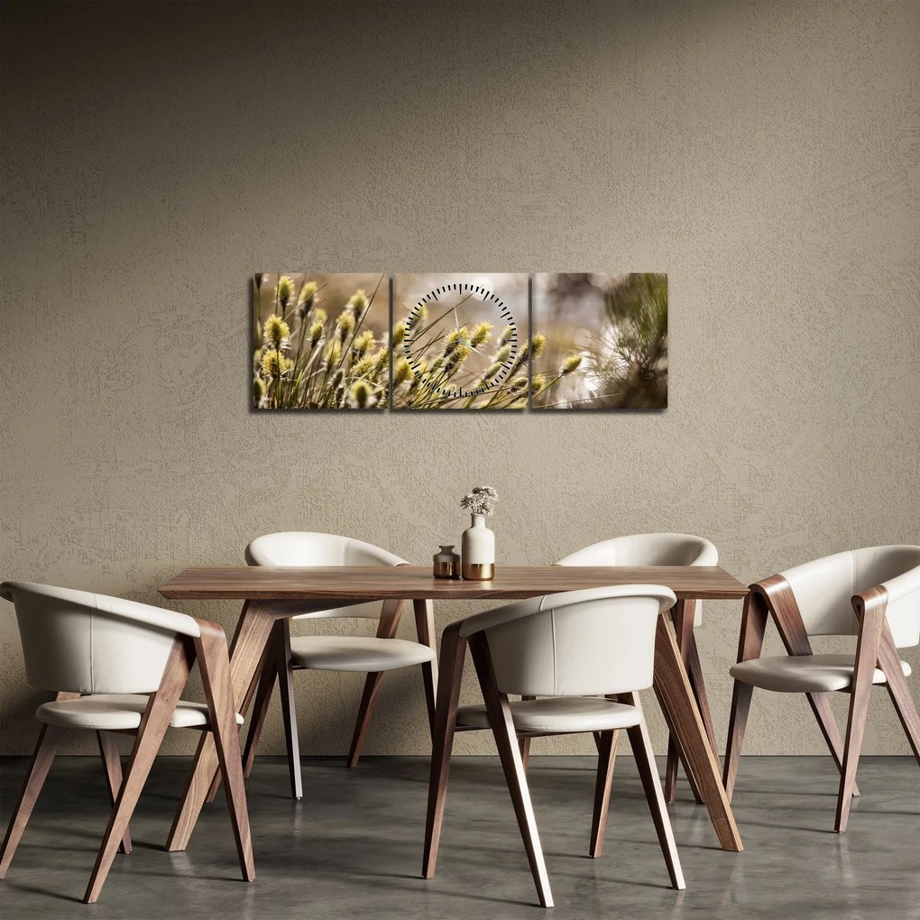 Obraz - Zieleń (z zegarem) (90x30 cm)