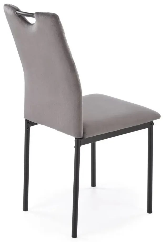 Krzesło tapicerowane K577 VELVET szare/czarne HALMAR