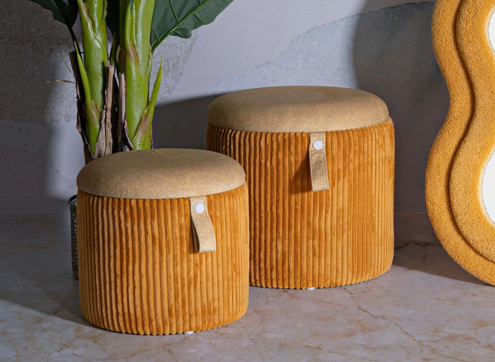 Zestaw puf ze schowkiem BOLZANO, Ø 38 cm, Ø 32 cm