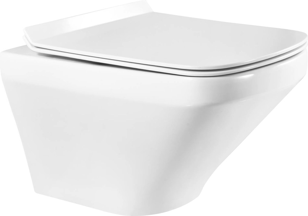 Miska WC wisząca bezkołnierzowa biała SANYA z deską wolnoopadająca typu Slim