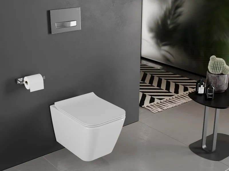 Mexen Cube miska wc Rimless z deską wolnoopadającą slim, duroplast, biała połysk - 30924000