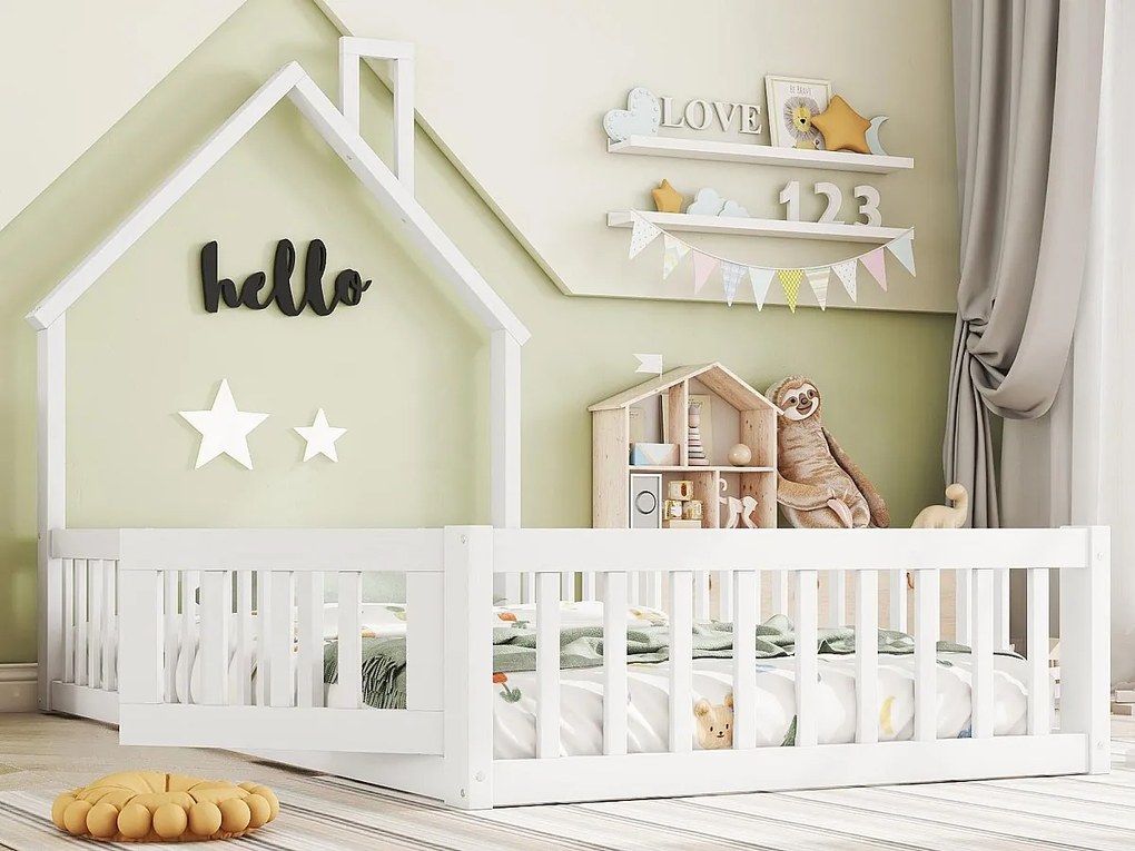 Łóżko dziecięce 90x200cm z litego drewna - z stelażem na listwy - Białe