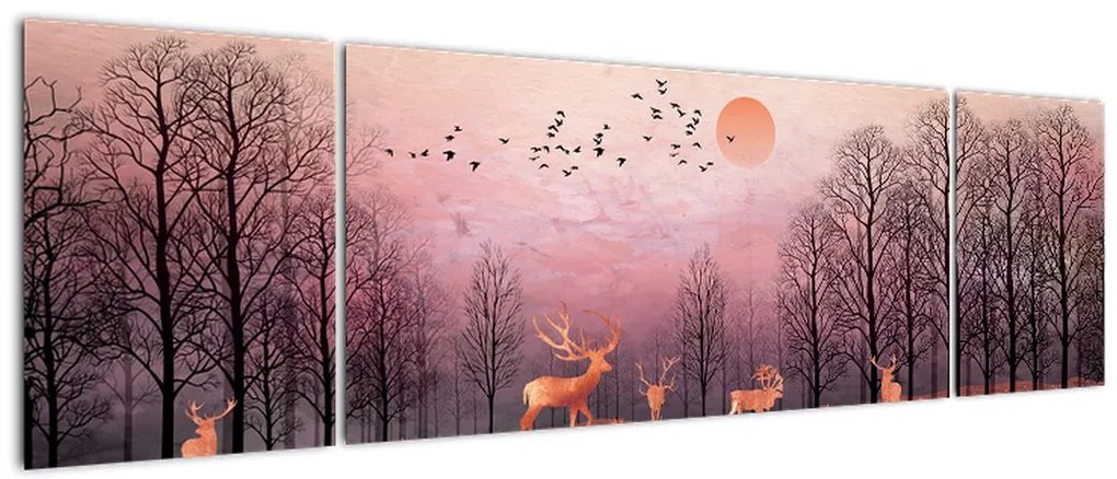 Zdjęcie - Jeleń w blasku zachodzącego słońca (170x50 cm)